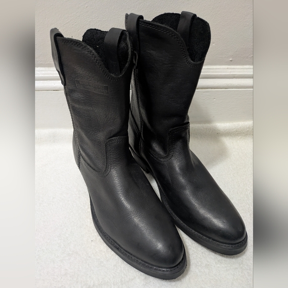Men's Black Cowboy Boots Water Resistant Oiled Tanned Leather Size 13 NWOB - Picture 1 of 16